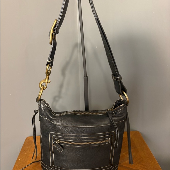 Coach Black Leather Shoulder Bag with Gold Hardware - Picture 4 of 7